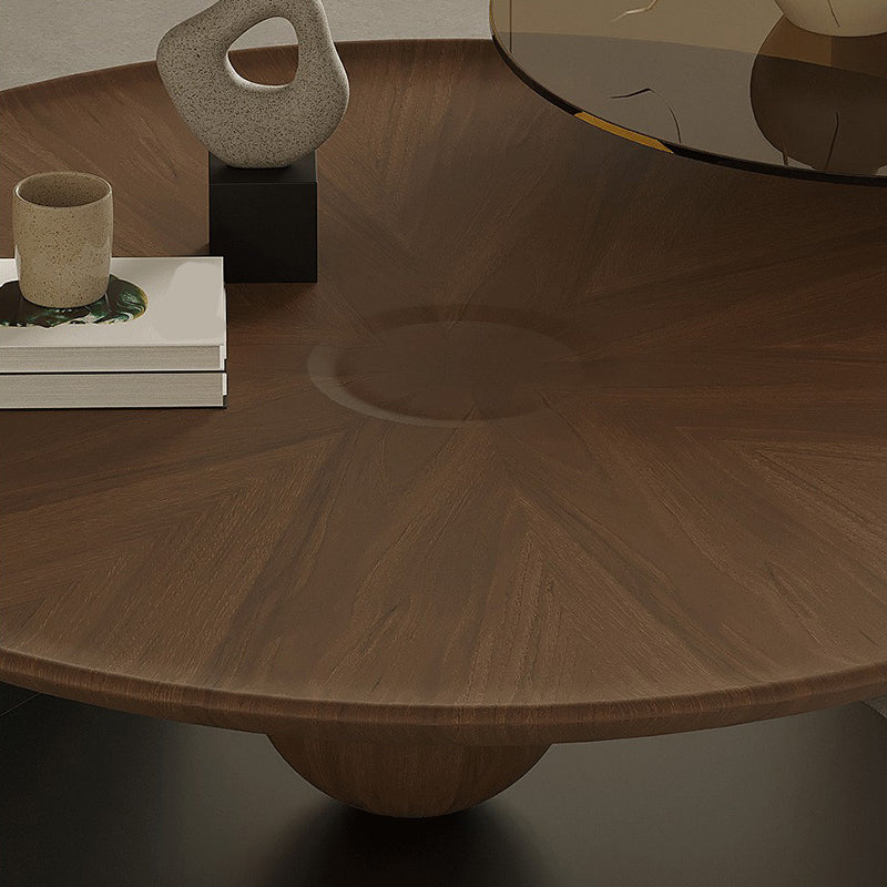 Modern Wood Coffee Table Round Nesting Coffee Table Set for Living Room