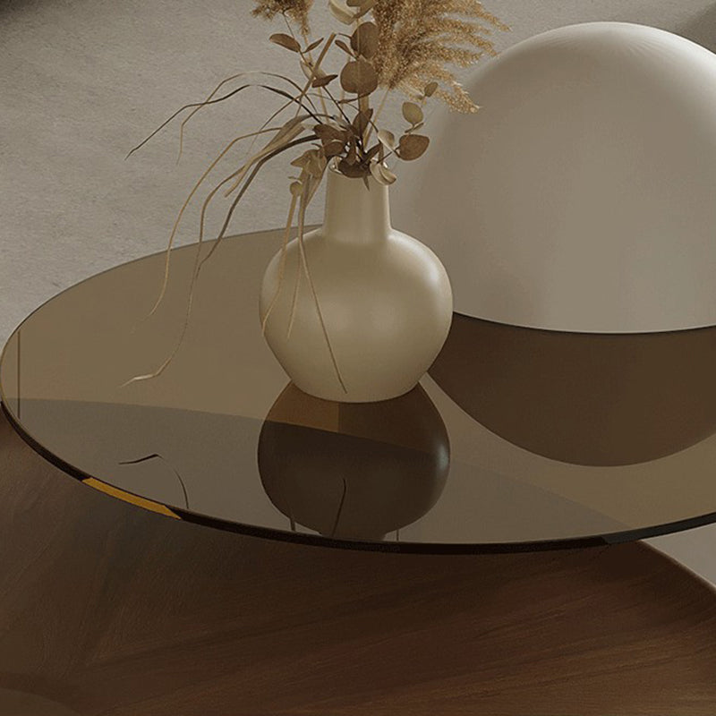 Modern Wood Coffee Table Round Nesting Coffee Table Set for Living Room