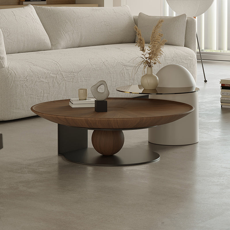 Modern Wood Coffee Table Round Nesting Coffee Table Set for Living Room