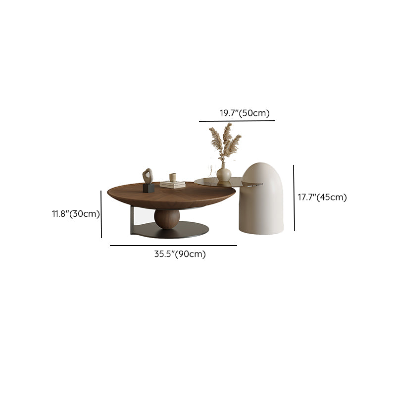 Modern Wood Coffee Table Round Nesting Coffee Table Set for Living Room