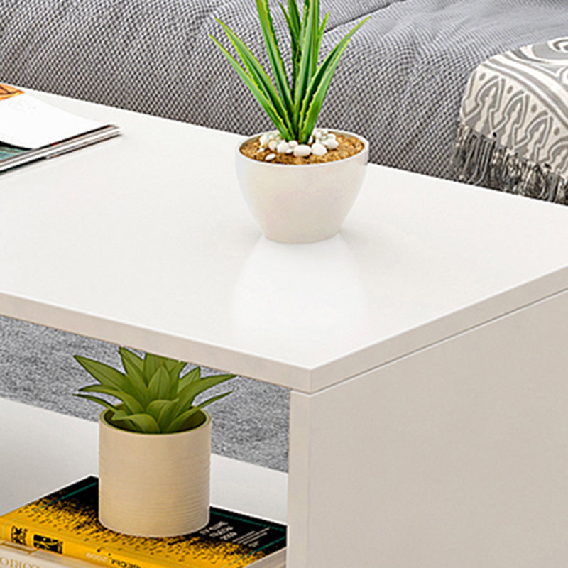 Rectangular 1 - Shelf Coffee Table with Casters Contemporary 15" H 1 Single Cocktail Table