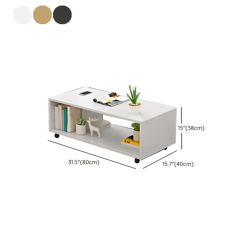 Rectangular 1 - Shelf Coffee Table with Casters Contemporary 15" H 1 Single Cocktail Table