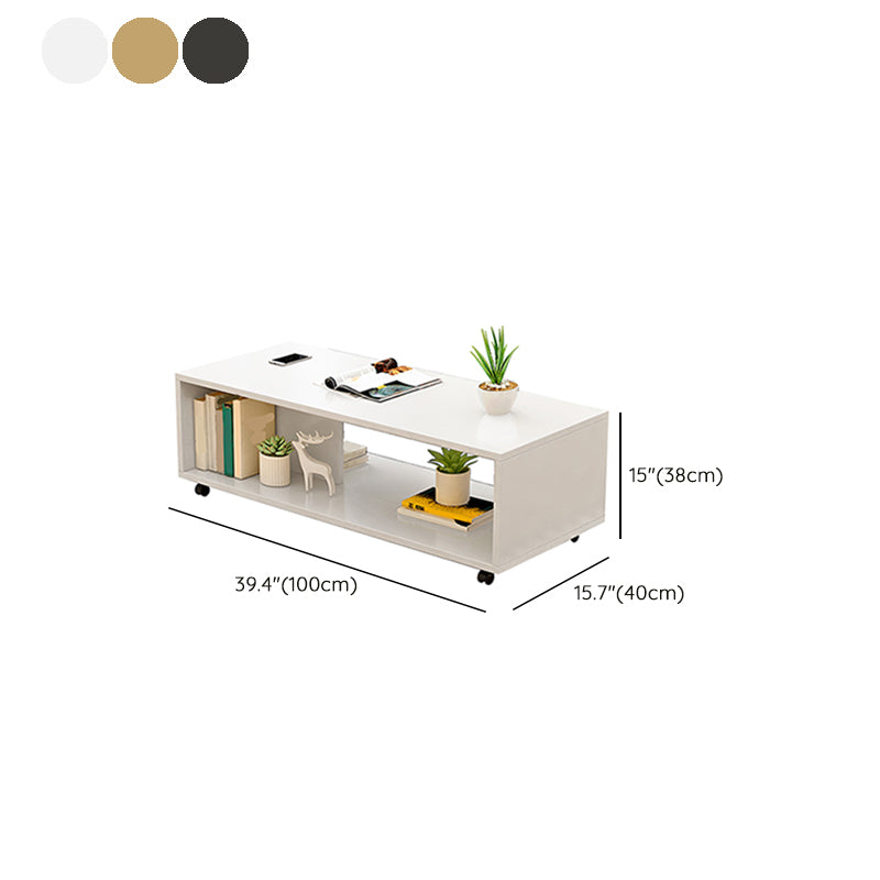 Rectangular 1 - Shelf Coffee Table with Casters Contemporary 15" H 1 Single Cocktail Table