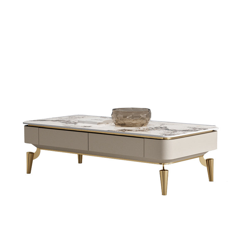 17"H Glam Coffee Table Slate Single Coffee Cocktail Table with Storage