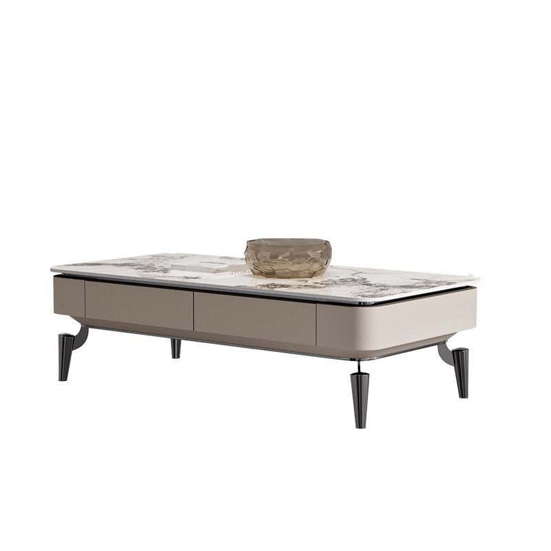 17"H Glam Coffee Table Slate Single Coffee Cocktail Table with Storage