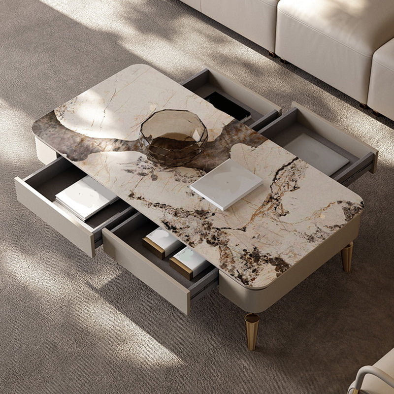 17"H Glam Coffee Table Slate Single Coffee Cocktail Table with Storage