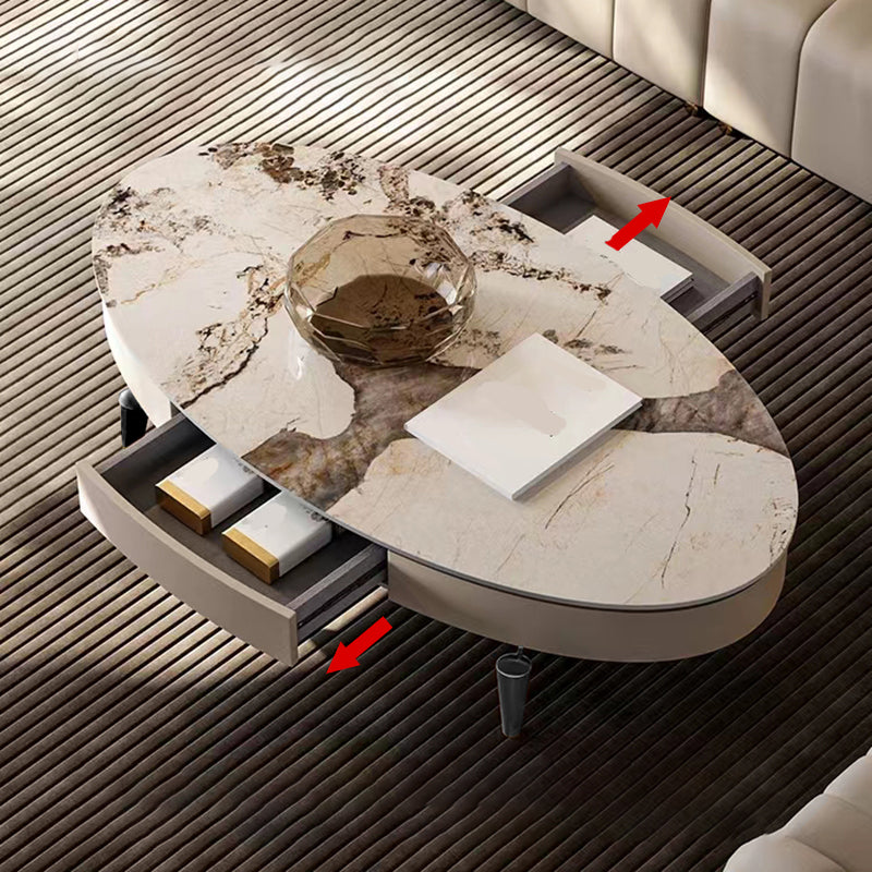 17"H Glam Coffee Table Slate Single Coffee Cocktail Table with Storage