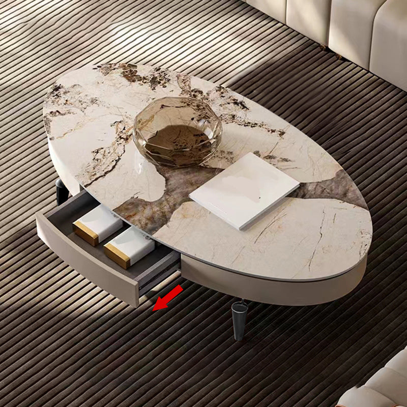 17"H Glam Coffee Table Slate Single Coffee Cocktail Table with Storage