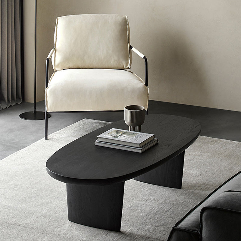 Modern Solid Wood Coffee Table Oval Sled Coffee Table for Living Room