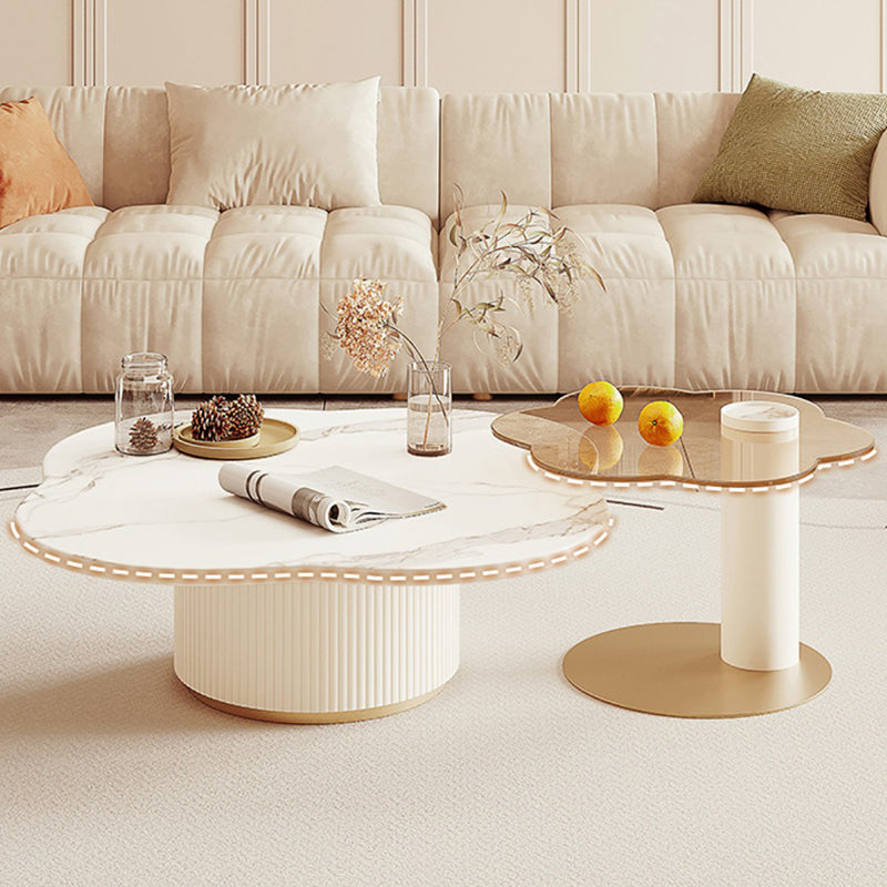 Slate and Metal Coffee Table No Distressing Pedestal Coffee Table Set
