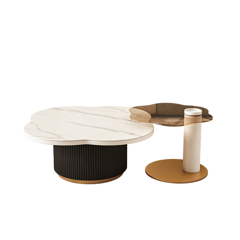 Slate and Metal Coffee Table No Distressing Pedestal Coffee Table Set
