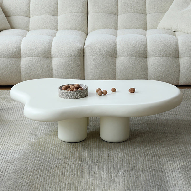 14"H Contemporary Coffee Table White Single Coffee Cocktail Table