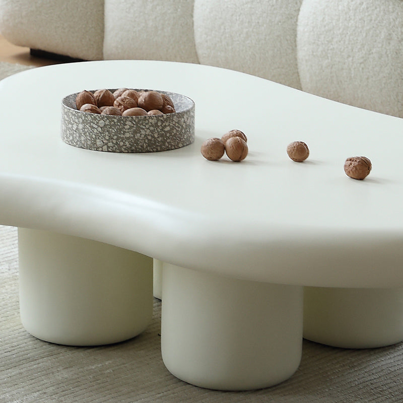 14"H Contemporary Coffee Table White Single Coffee Cocktail Table
