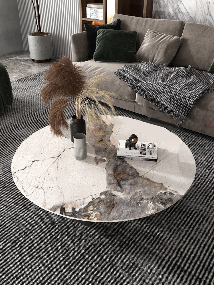 Slate Round Modern Coffee Table No Distressing Coffee Table Set