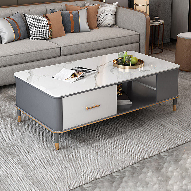 17"H Glam Coffee Table Rectangular Coffee Cocktail Table with Drawer