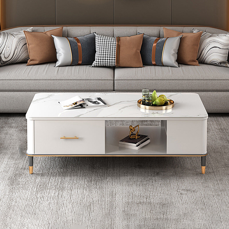 17"H Glam Coffee Table Rectangular Coffee Cocktail Table with Drawer