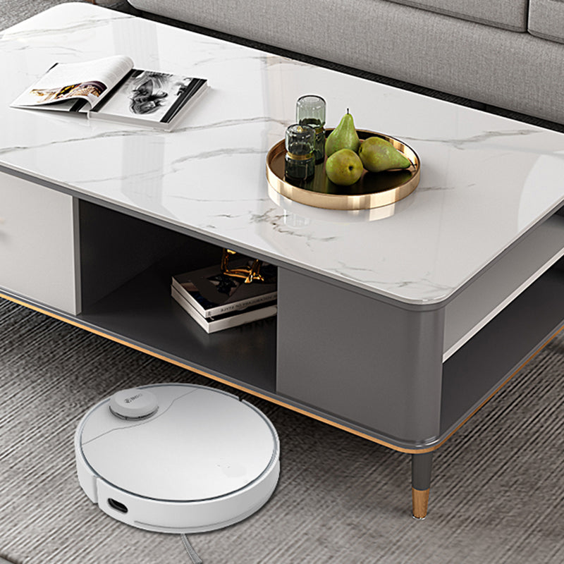 17"H Glam Coffee Table Rectangular Coffee Cocktail Table with Drawer