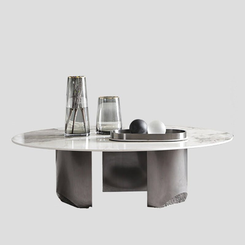 3 Legs Round Slate Coffee Table 13.8" H Modern Cocktail Table