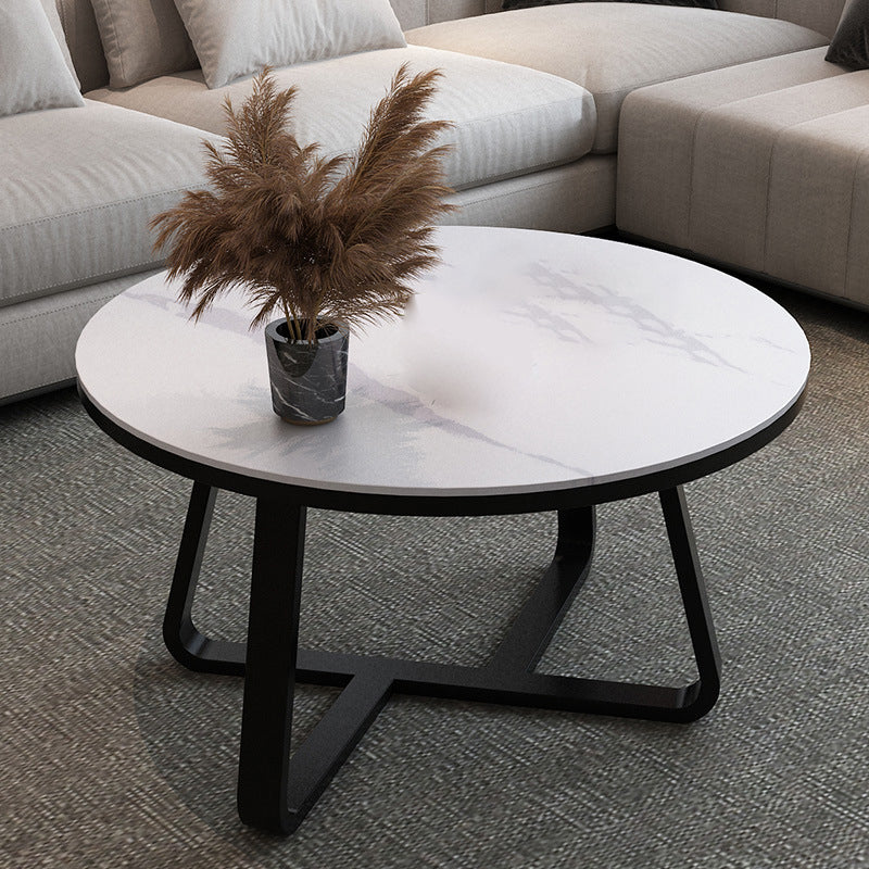 17"H Glam Coffee Table Slate Round Single Coffee Cocktail Table