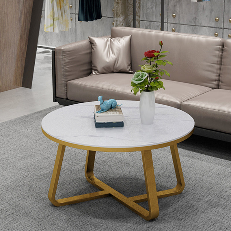 17"H Glam Coffee Table Slate Round Single Coffee Cocktail Table