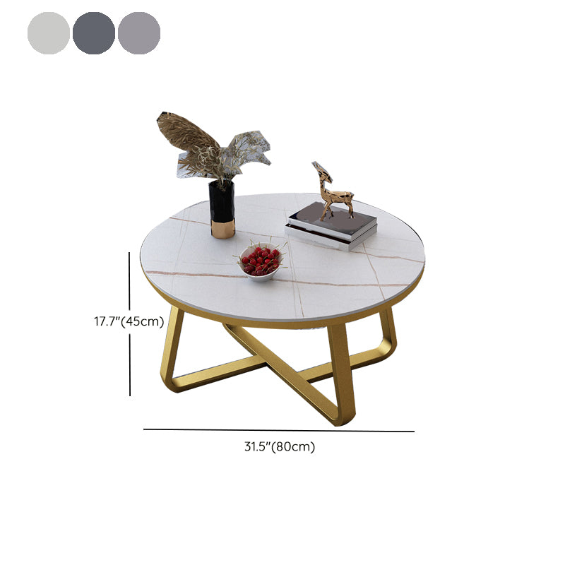 17"H Glam Coffee Table Slate Round Single Coffee Cocktail Table