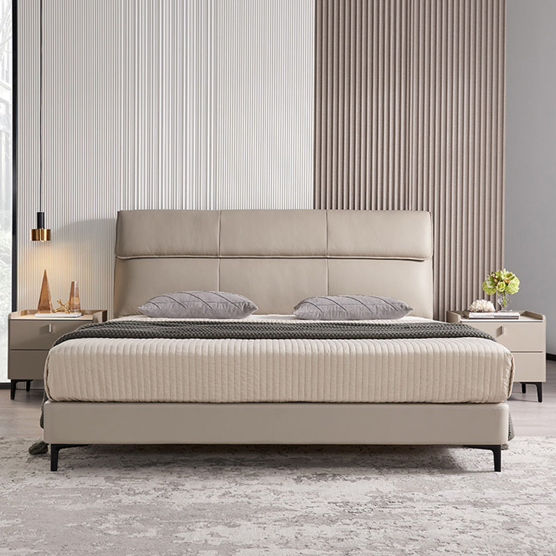 Contemporary Genuine Leather Mattress Included with Headboard Panel Bed