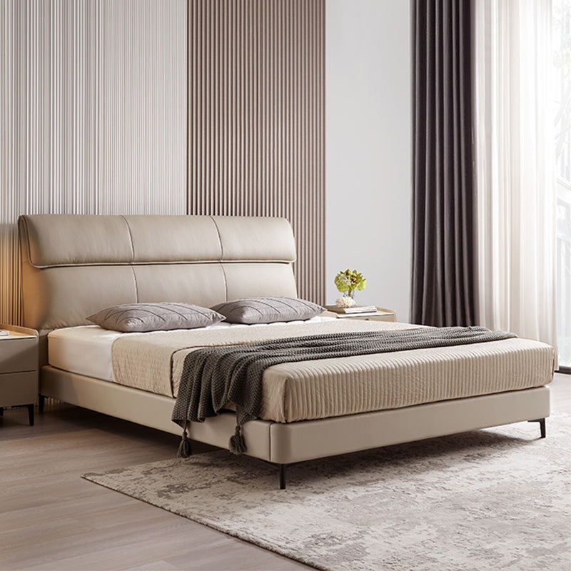 Contemporary Genuine Leather Mattress Included with Headboard Panel Bed