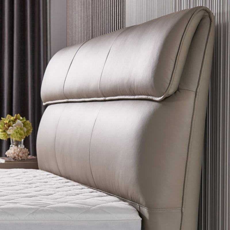 Contemporary Genuine Leather Mattress Included with Headboard Panel Bed