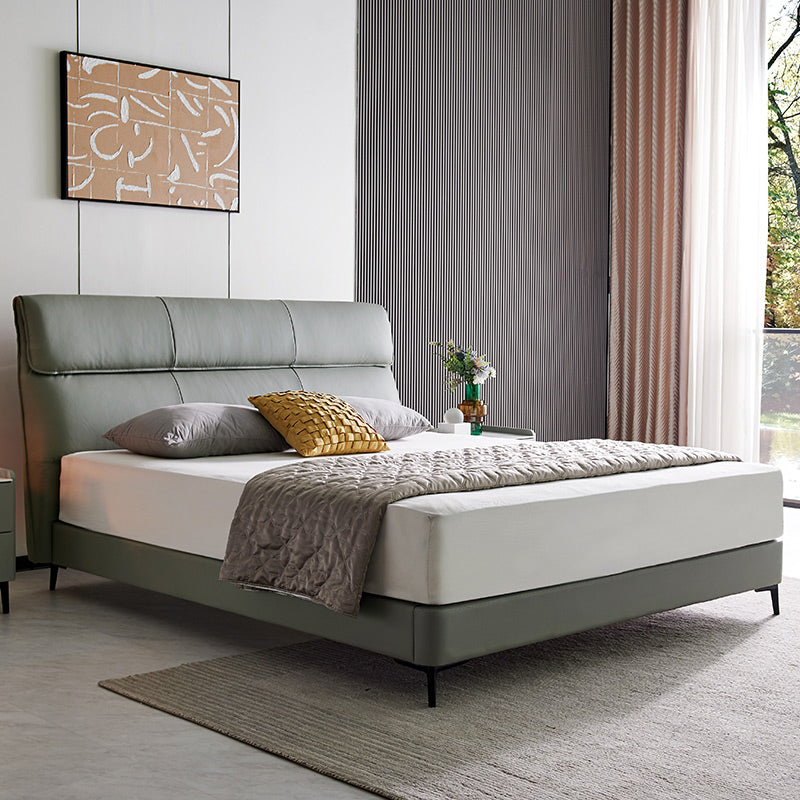 Contemporary Genuine Leather Mattress Included with Headboard Panel Bed