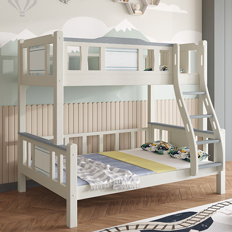 Rubberwood Bunk Bed Modern Style White Bunk Bed with Guardrail