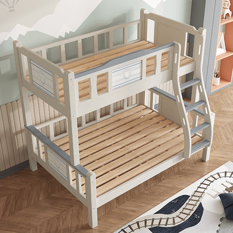 Rubberwood Bunk Bed Modern Style White Bunk Bed with Guardrail