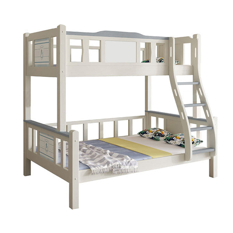 Rubberwood Bunk Bed Modern Style White Bunk Bed with Guardrail