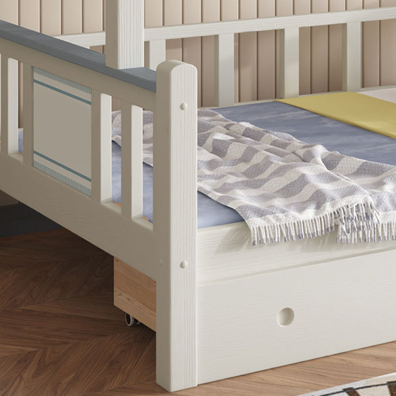 Rubberwood Bunk Bed Modern Style White Bunk Bed with Guardrail