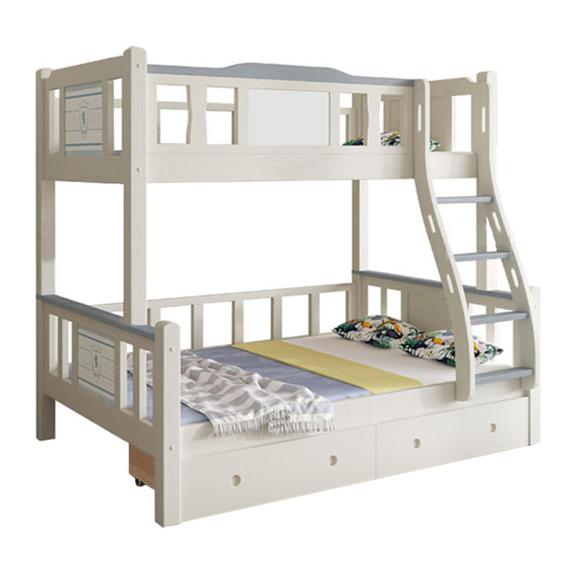 Rubberwood Bunk Bed Modern Style White Bunk Bed with Guardrail