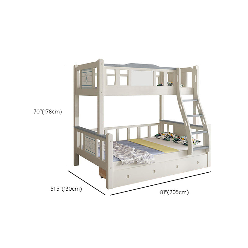 Rubberwood Bunk Bed Modern Style White Bunk Bed with Guardrail