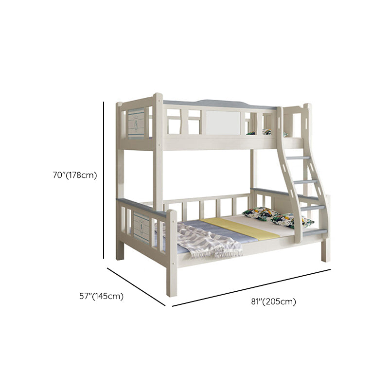 Rubberwood Bunk Bed Modern Style White Bunk Bed with Guardrail