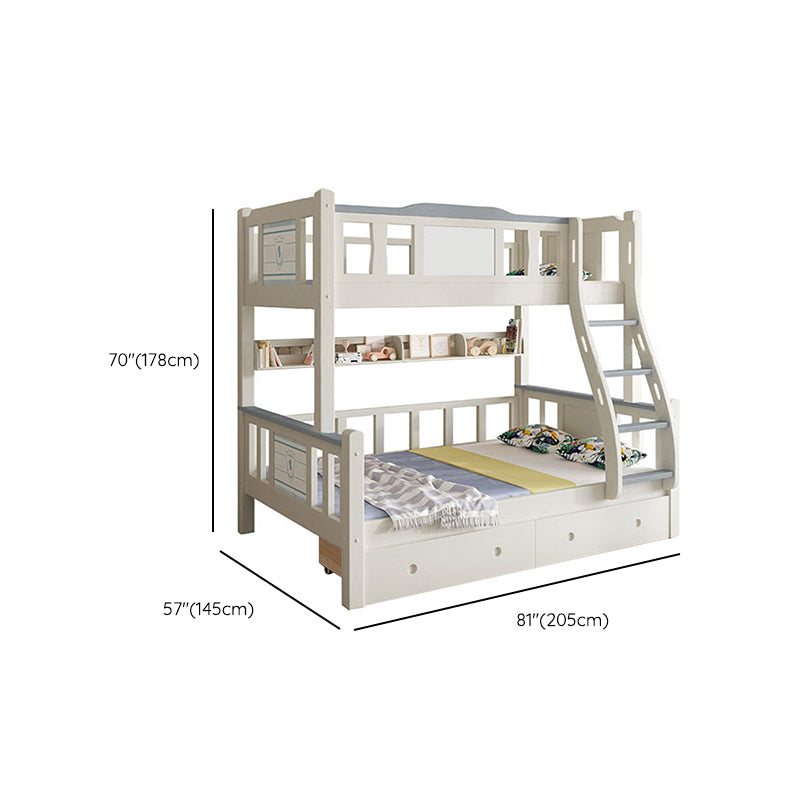 Rubberwood Bunk Bed Modern Style White Bunk Bed with Guardrail