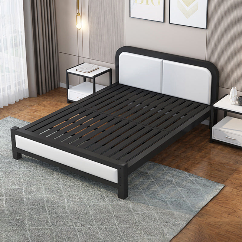 Upholstered Headboard Standard Bed Adjustable Height Bed with Metal Legs