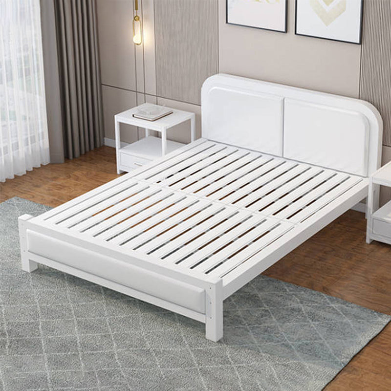 Upholstered Headboard Standard Bed Adjustable Height Bed with Metal Legs