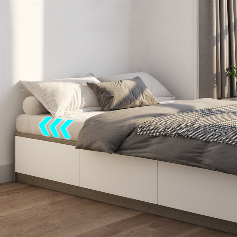 White and Brown Finish Platform Bed Lift Up Storage Platform Bed Frame