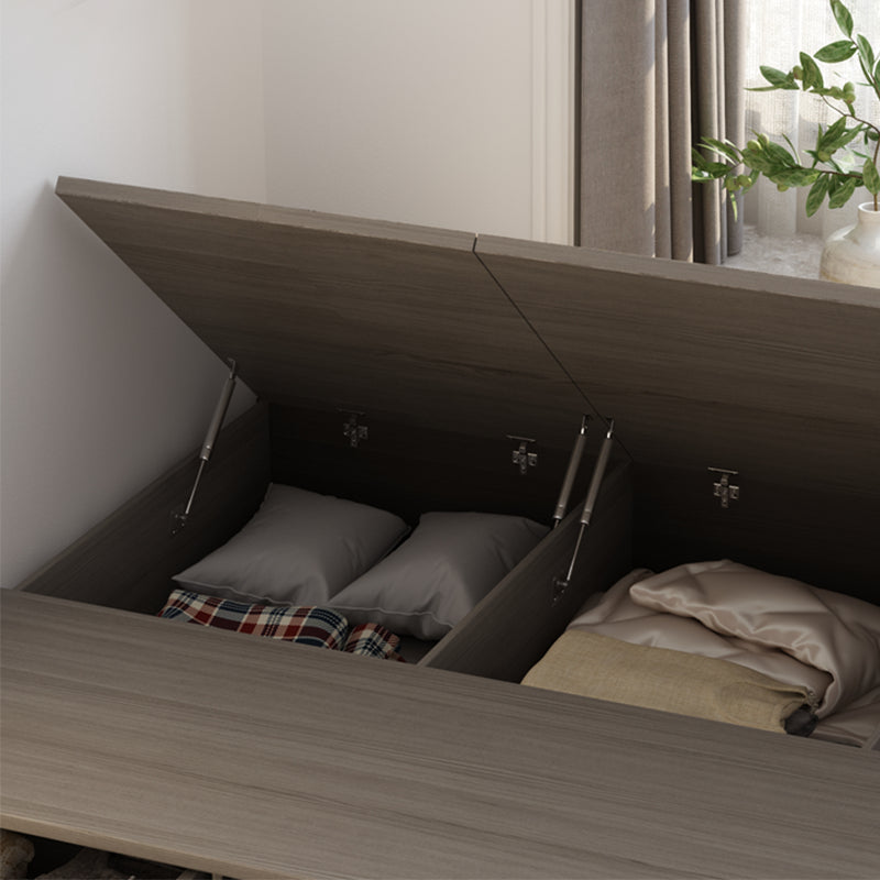 White and Brown Finish Platform Bed Lift Up Storage Platform Bed Frame