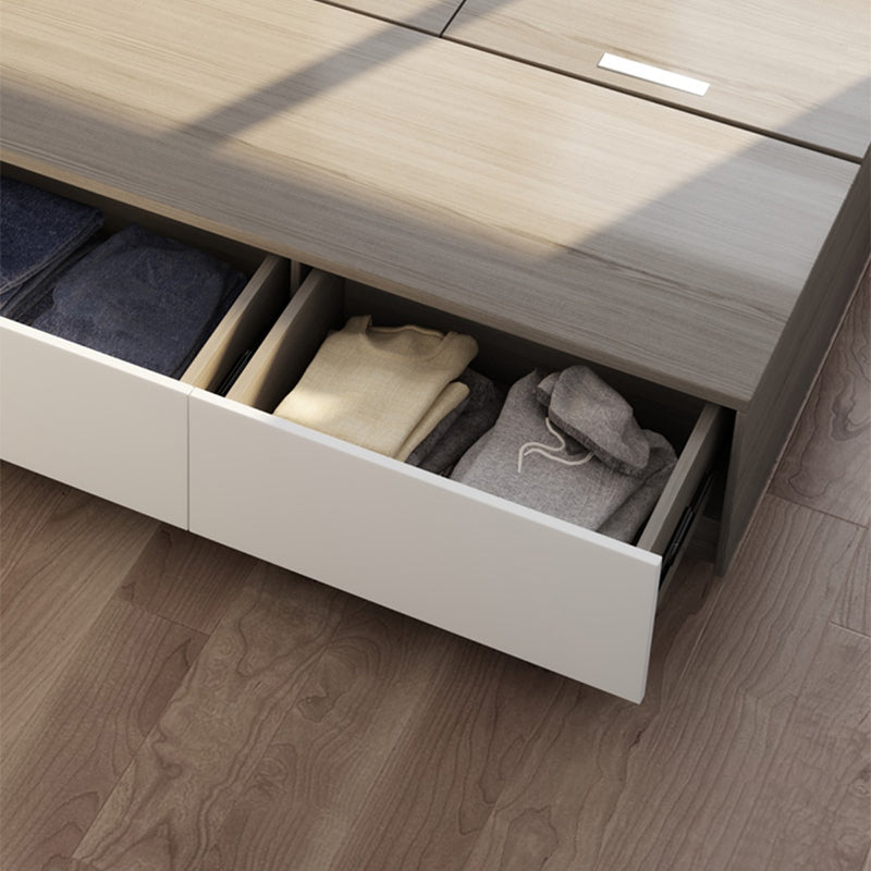 White and Brown Finish Platform Bed Lift Up Storage Platform Bed Frame