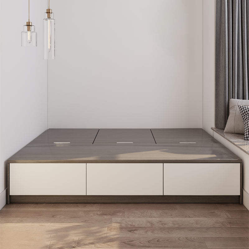 White and Brown Finish Platform Bed Lift Up Storage Platform Bed Frame