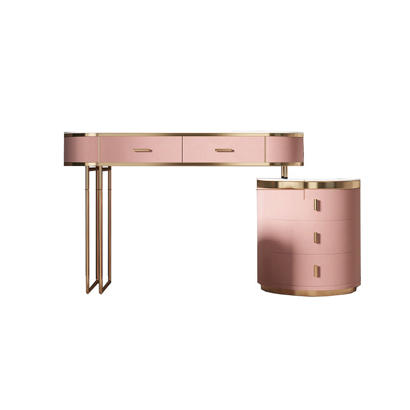 29.52" Height Pink Slate Top Dressing Table with Drawers Make-up Vanity