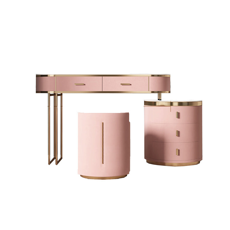 29.52" Height Pink Slate Top Dressing Table with Drawers Make-up Vanity