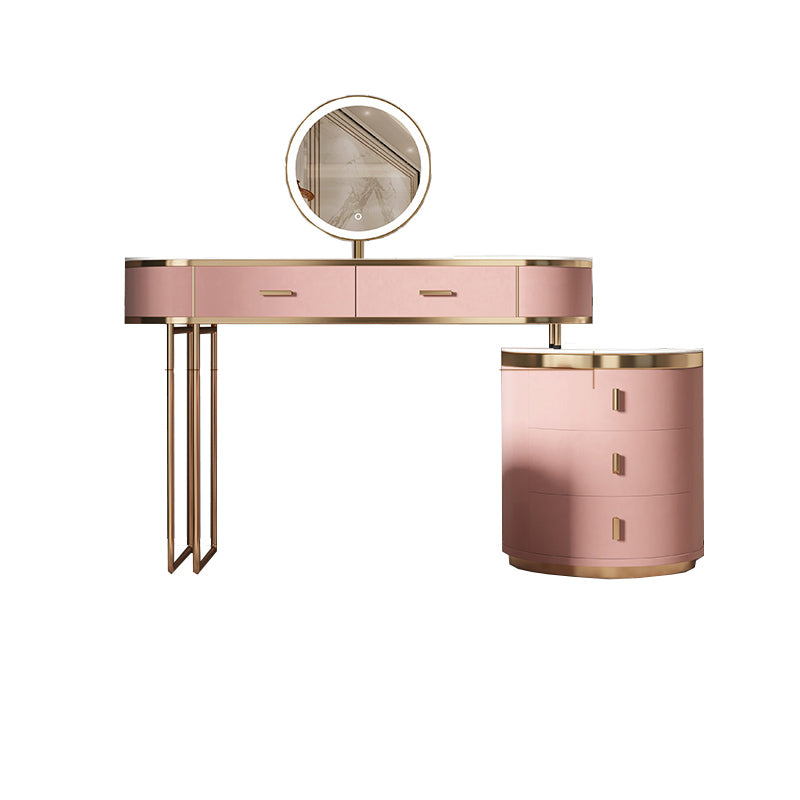 29.52" Height Pink Slate Top Dressing Table with Drawers Make-up Vanity