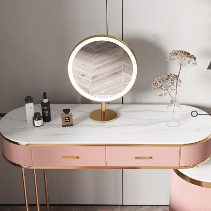 29.52" Height Pink Slate Top Dressing Table with Drawers Make-up Vanity