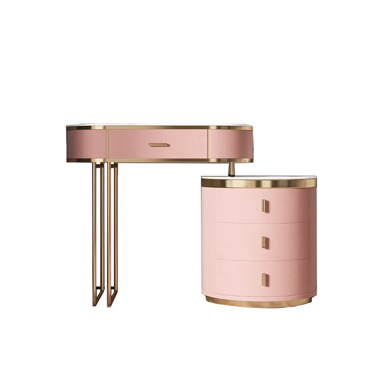 29.52" Height Pink Slate Top Dressing Table with Drawers Make-up Vanity
