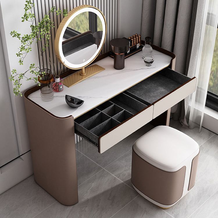 Contemporary 30.7" Height Slate Top Table Makeup Vanity with Drawers