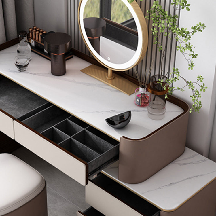Contemporary 30.7" Height Slate Top Table Makeup Vanity with Drawers